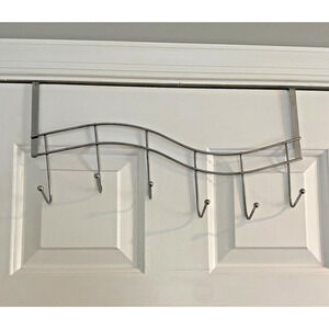 Over The Door 6-Hook Metal Towel and Coat Hanger, Set of 4, 18"L x 8.5"H